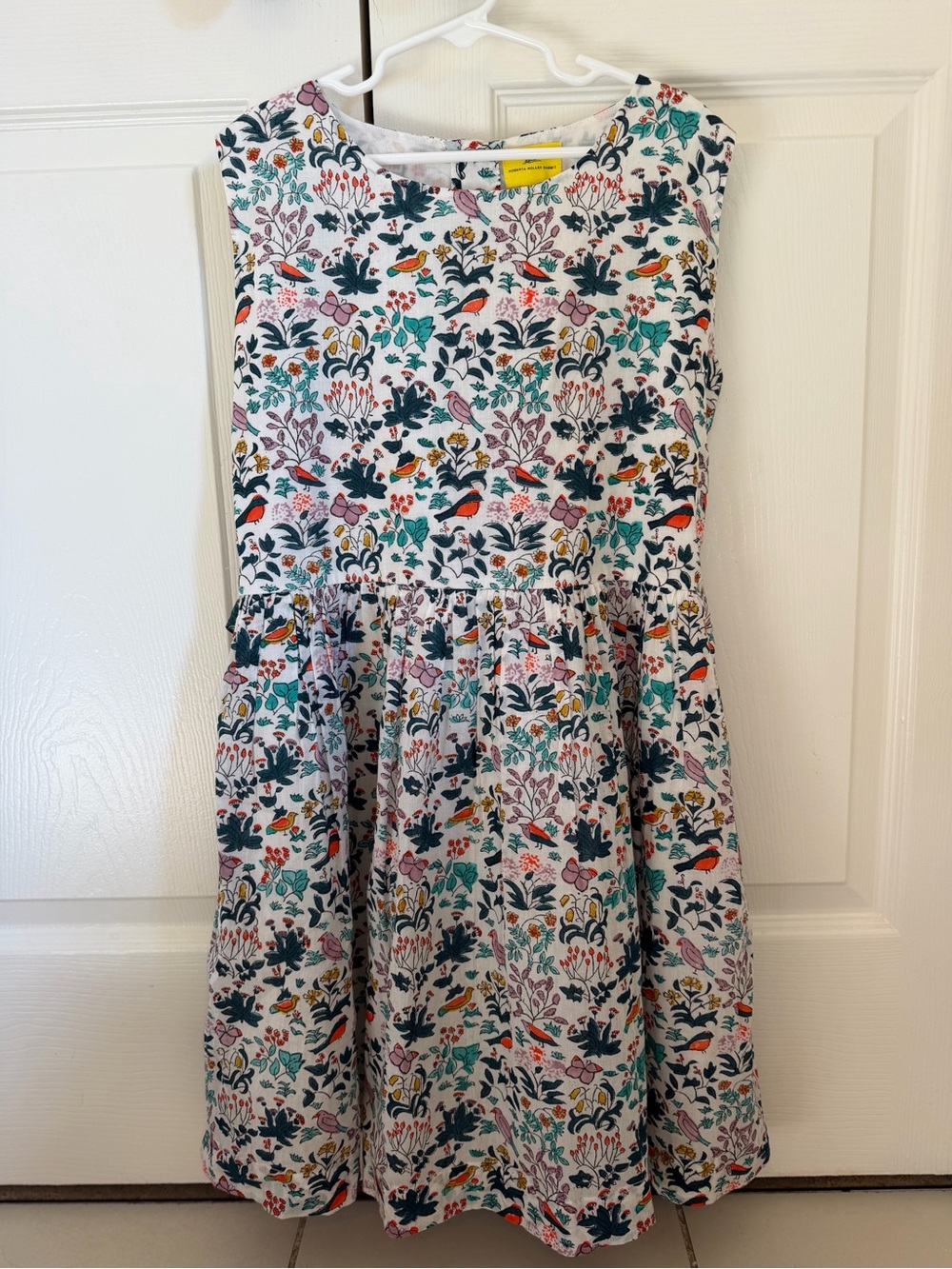 NWOT Roller Rabbit Girls White Floral & Bird Print Sleeveless Dress 10
